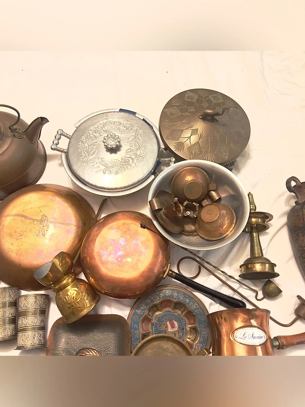 Vintage Antique Mixed Copper and Brass Decorative Kitchenware Set - Copper/Brass